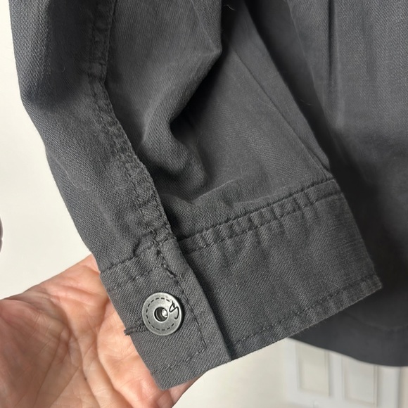 Deep Gray Utility Jacket with Collar and Button Closure - Picture 4 of 6